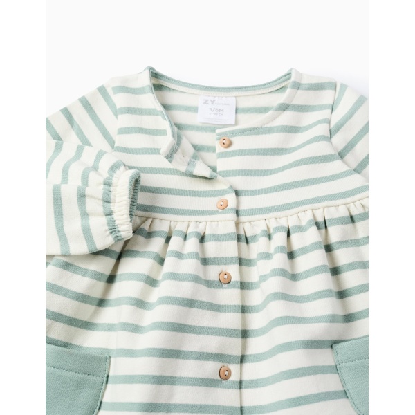 VESTIDO RAYAS BLANCO/VERDE AGUA