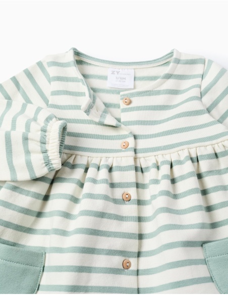 VESTIDO RAYAS BLANCO/VERDE AGUA