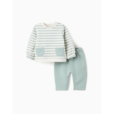 SUDADERA + PANTALÓN RAYAS BLANCO/VERDE AGUA