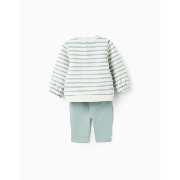 SUDADERA + PANTALÓN RAYAS BLANCO/VERDE AGUA