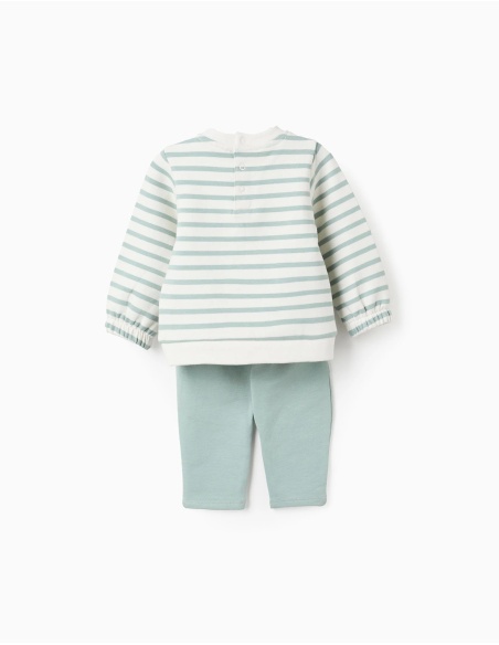 SUDADERA + PANTALÓN RAYAS BLANCO/VERDE AGUA