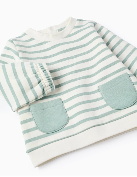 SUDADERA + PANTALÓN RAYAS BLANCO/VERDE AGUA