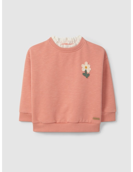 SUDADERA FLOR CORAL LARANJINHA