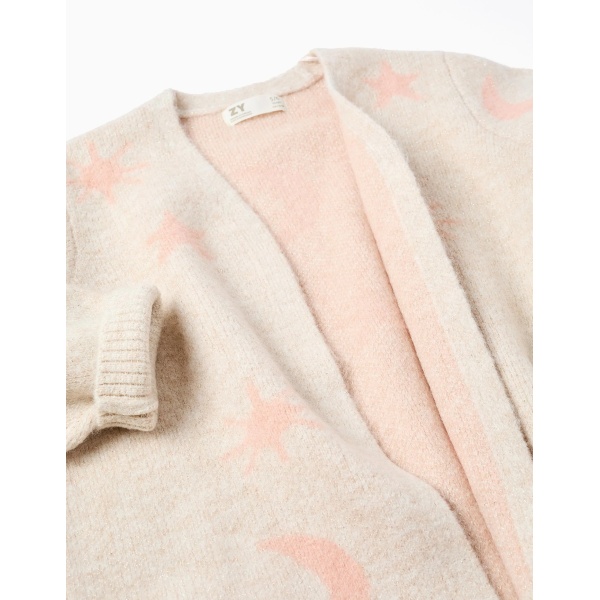 CHAQUETA BEIGE CON ROSA