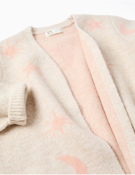 CHAQUETA BEIGE CON ROSA