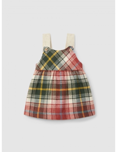 FALDA CON PETO CUADROS LARANJINHA