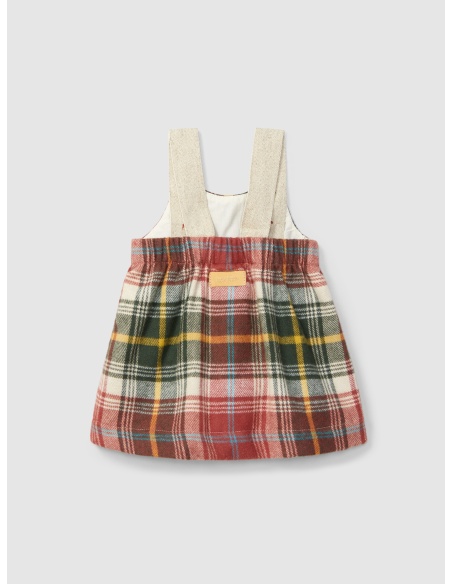 FALDA CON PETO CUADROS LARANJINHA