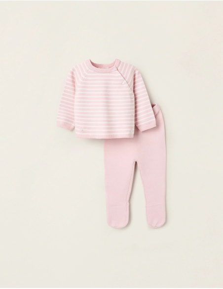 CONJUNTO PUNTO RAYAS ROSA