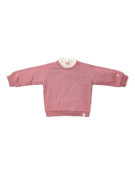 SUDADERA CUELLO BORDADO ROSADO