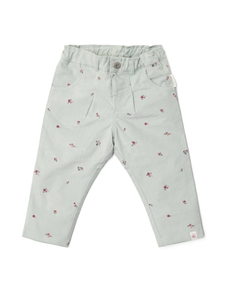 PANTALÓN RECTO FLORES VERDE