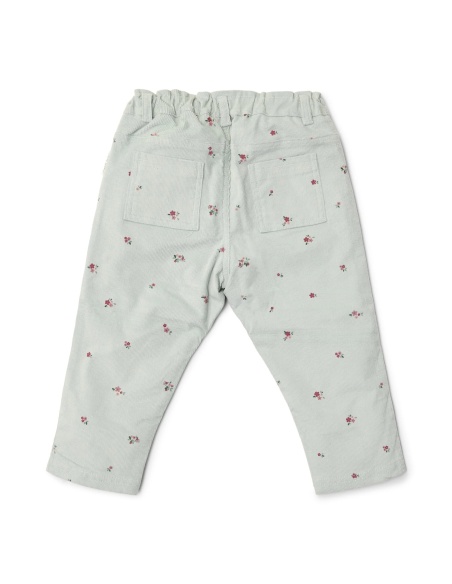 PANTALÓN RECTO FLORES VERDE