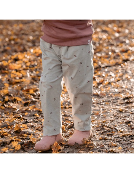 PANTALÓN RECTO FLORES VERDE