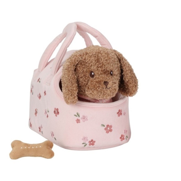 PERRITO PELUCHE JACKIE CON BOLSA ROSA