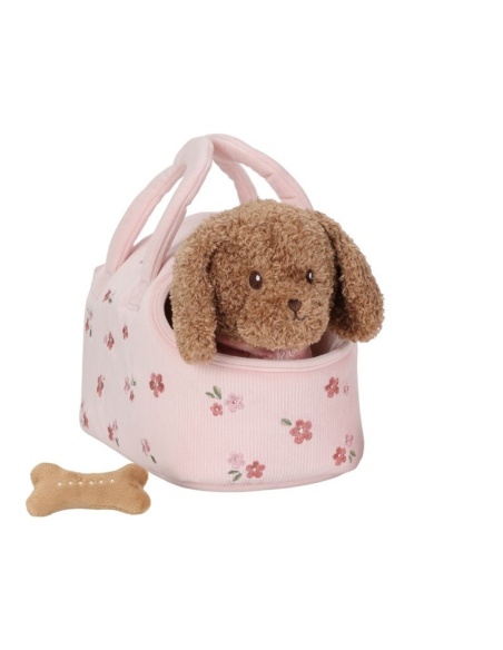 PERRITO PELUCHE JACKIE CON BOLSA ROSA
