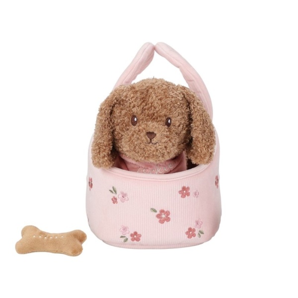 PERRITO PELUCHE JACKIE CON BOLSA ROSA