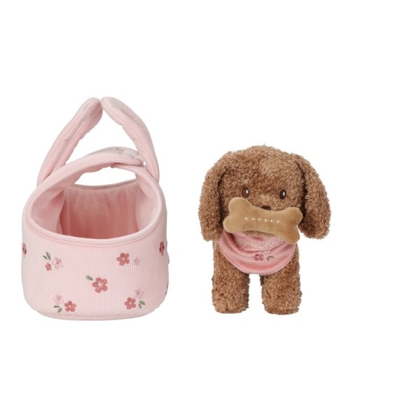 PERRITO PELUCHE JACKIE CON BOLSA ROSA