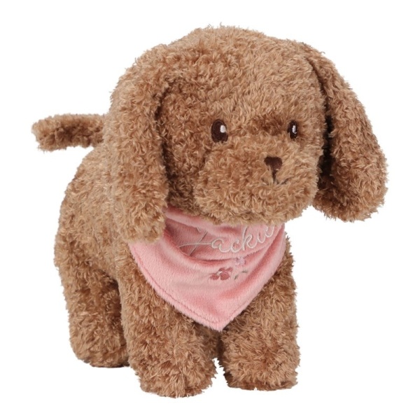 PERRITO PELUCHE JACKIE CON BOLSA ROSA