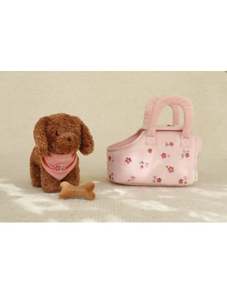 PERRITO PELUCHE JACKIE CON BOLSA ROSA