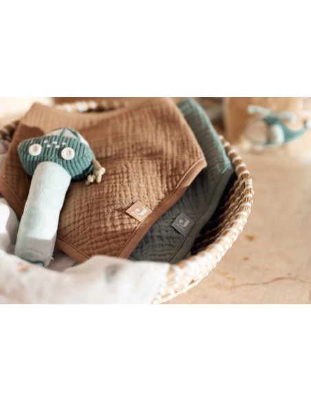 BABEROS BANDANAS  GREEN/BISCUIT