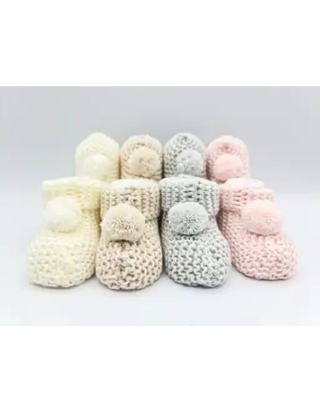 BOTITAS PUNTO POMPÓN BEBÉ 0-6M MONNUAGE