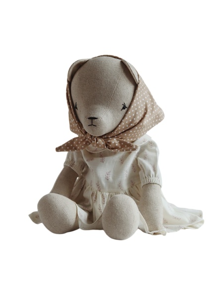 MAMÁ OSO CON VESTIDO DE HOJAS ROSAS QUBASHI