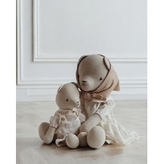 MAMÁ OSO CON VESTIDO DE HOJAS ROSAS QUBASHI 2