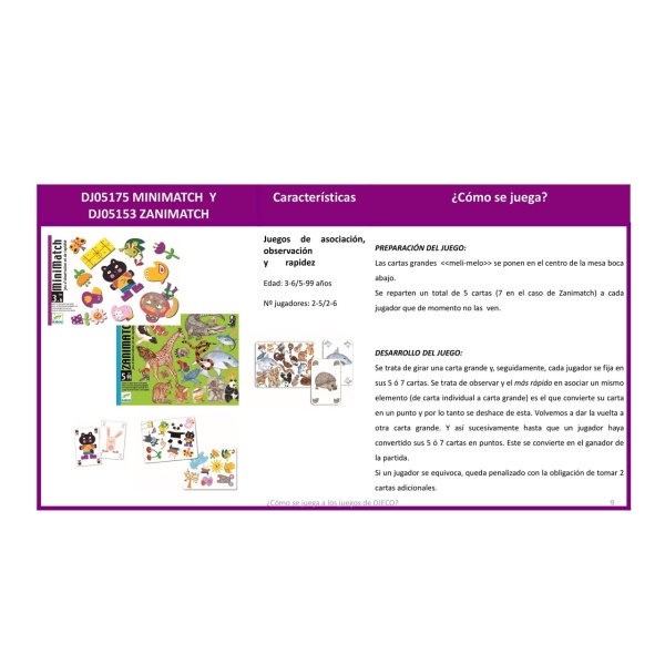CARTAS MINIMATCH DJECO
