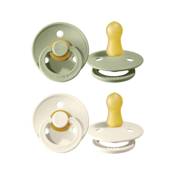 2 CHUPETES BIBS IVORY - SAGE / 0-6 MESES