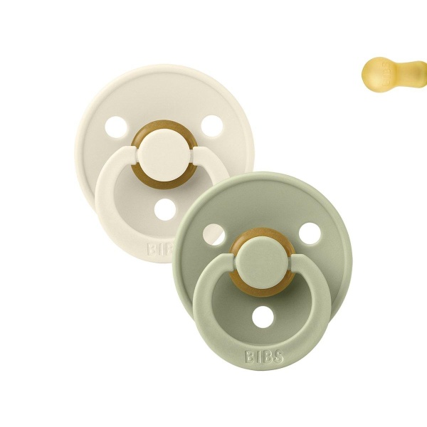 2 CHUPETES BIBS IVORY - SAGE / 0-6 MESES