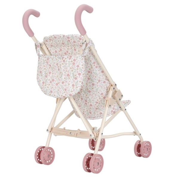 CARRITO PARA MUÑECA FLORES BEIGE
