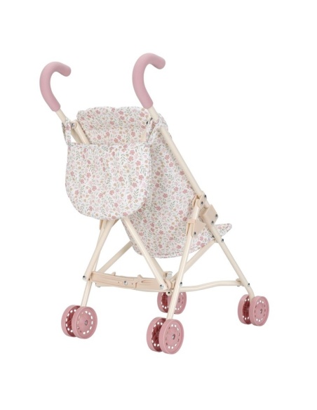 CARRITO PARA MUÑECA FLORES BEIGE
