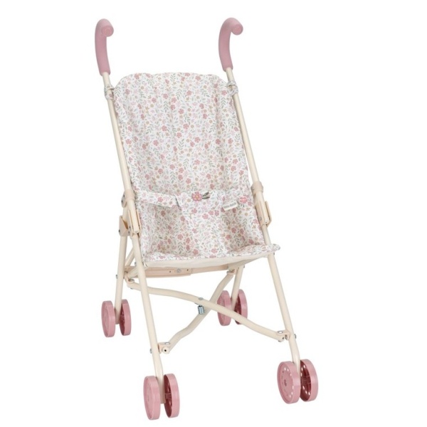 CARRITO PARA MUÑECA FLORES BEIGE
