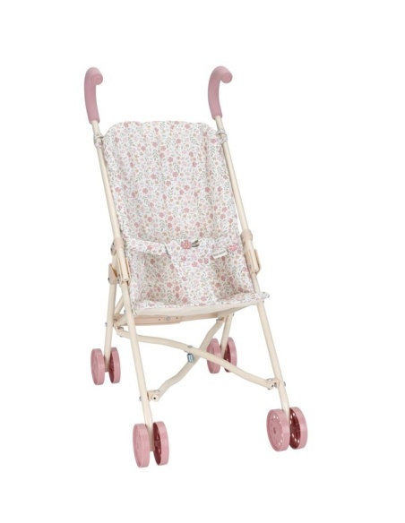 CARRITO PARA MUÑECA FLORES BEIGE