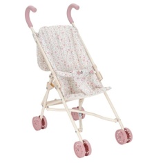 CARRITO PARA MUÑECA FLORES BEIGE