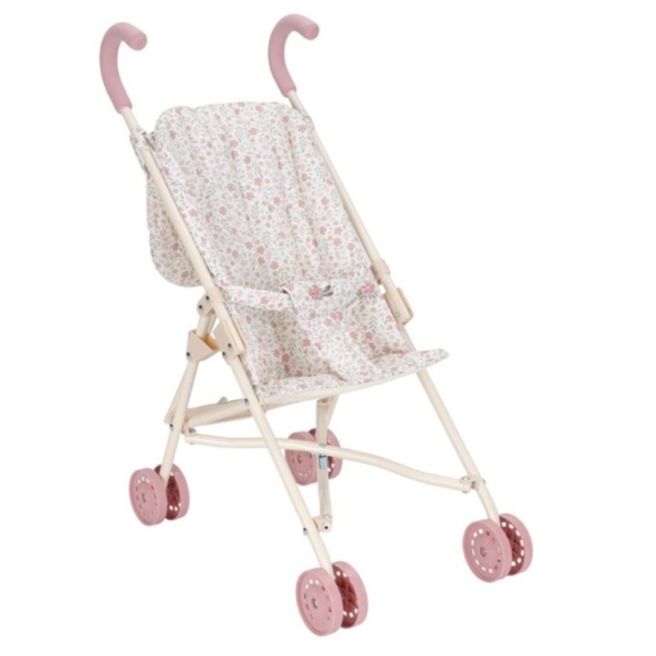 CARRITO PARA MUÑECA FLORES BEIGE
