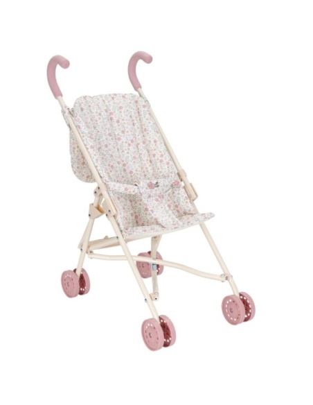 CARRITO PARA MUÑECA FLORES BEIGE