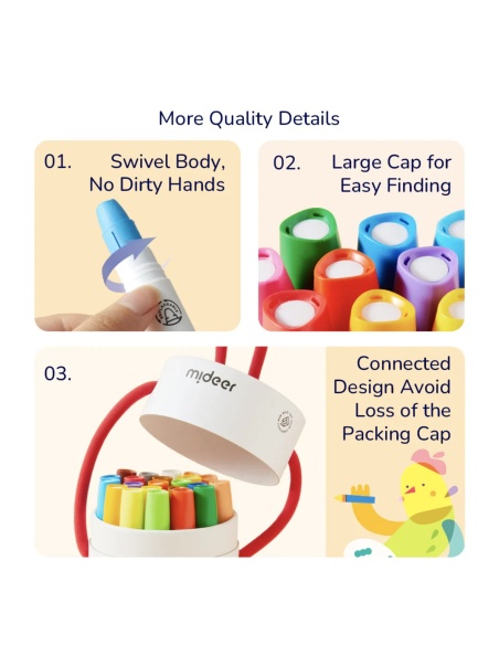 CUBO DE CRAYONES SUAVES Y LAVABLES MIDEER