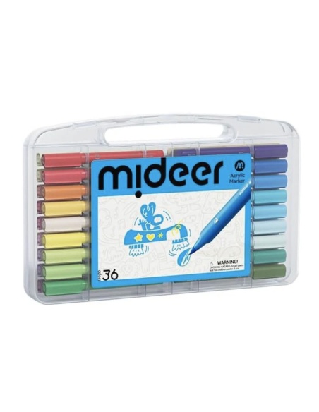 ROTULADORES ACRÍLICOS CON PUNTA DE PINCEL MIDEER: 36 COLORES