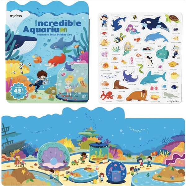 JUEGO DE PEGATINAS REUTILIZABLES DE GEL MIDEER: ACUARIO