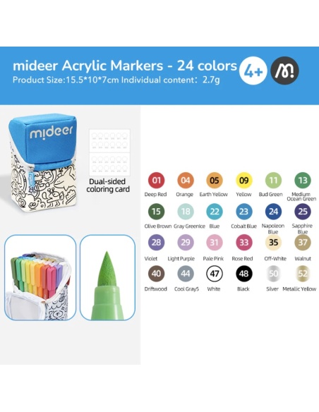 ROTULADORES ACRÍLICOS CON PUNTA DE PINCEL EN ESTUCHE: 24 COLORES