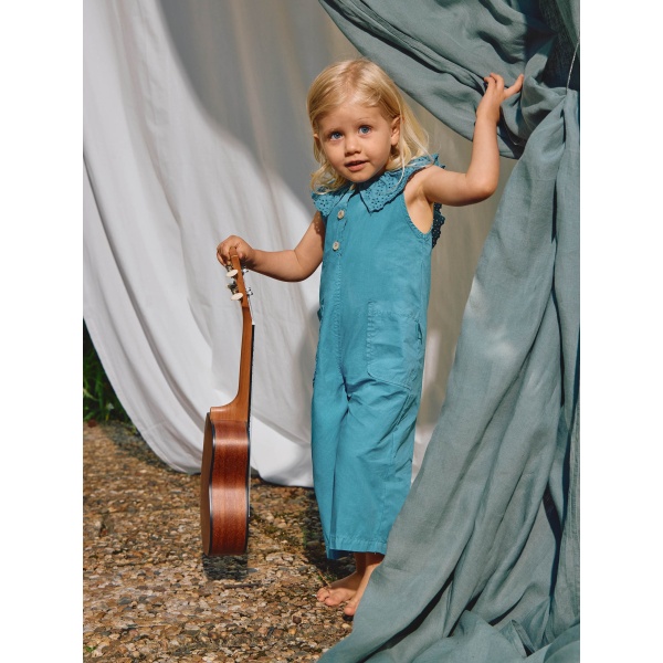 PETO BORDADO INGLÉS TURQUESA LARANJINHA