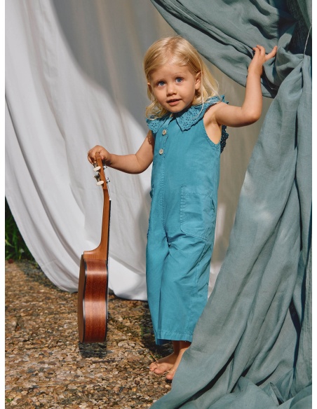 PETO BORDADO INGLÉS TURQUESA LARANJINHA