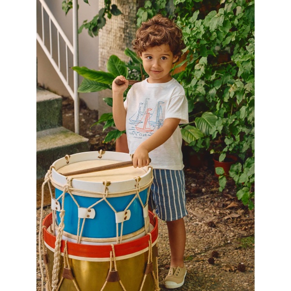 Pantalón corto pull-up en gasa a rayas LARANJINHA