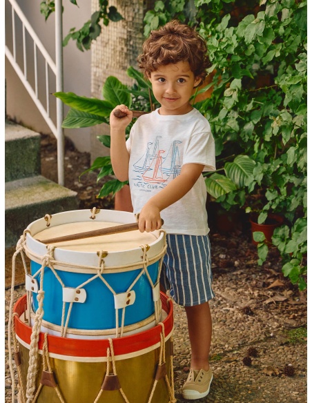 Pantalón corto pull-up en gasa a rayas LARANJINHA