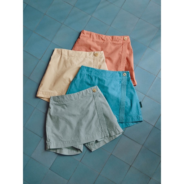 Falda-pantalón en sarga con detalle de cinta decorativa LARANJINHA