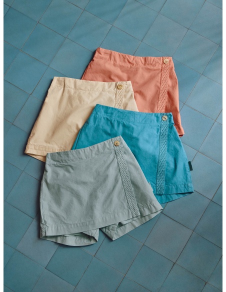 Falda-pantalón en sarga con detalle de cinta decorativa LARANJINHA