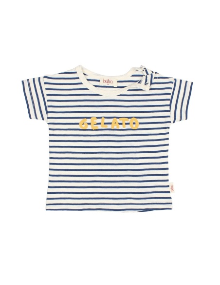 CAMISETA DE RAYAS DE ALGODÓN ORGÁNICO BÚHO