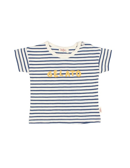 CAMISETA DE RAYAS DE ALGODÓN ORGÁNICO BÚHO