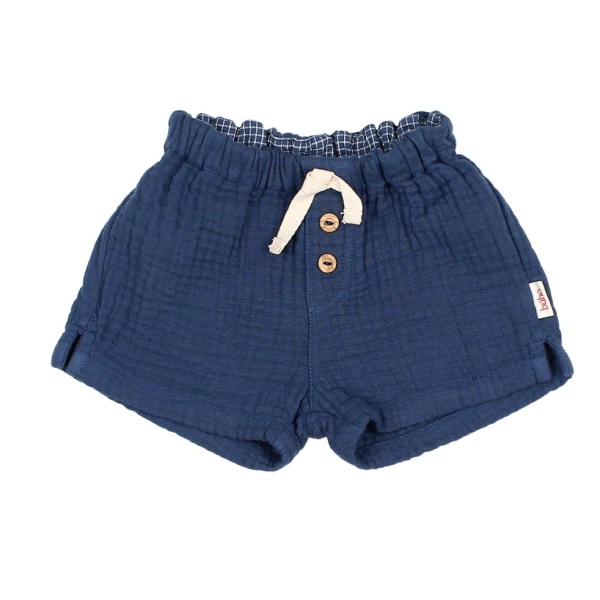 PANTALÓN CORTO DE MUSELINA AZUL MARINO BÚHO