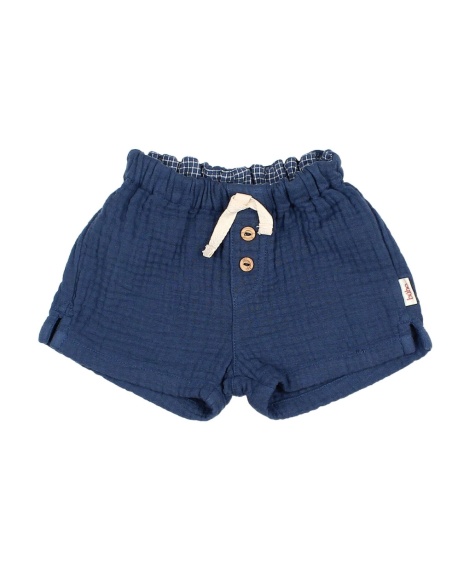 PANTALÓN CORTO DE MUSELINA AZUL MARINO BÚHO